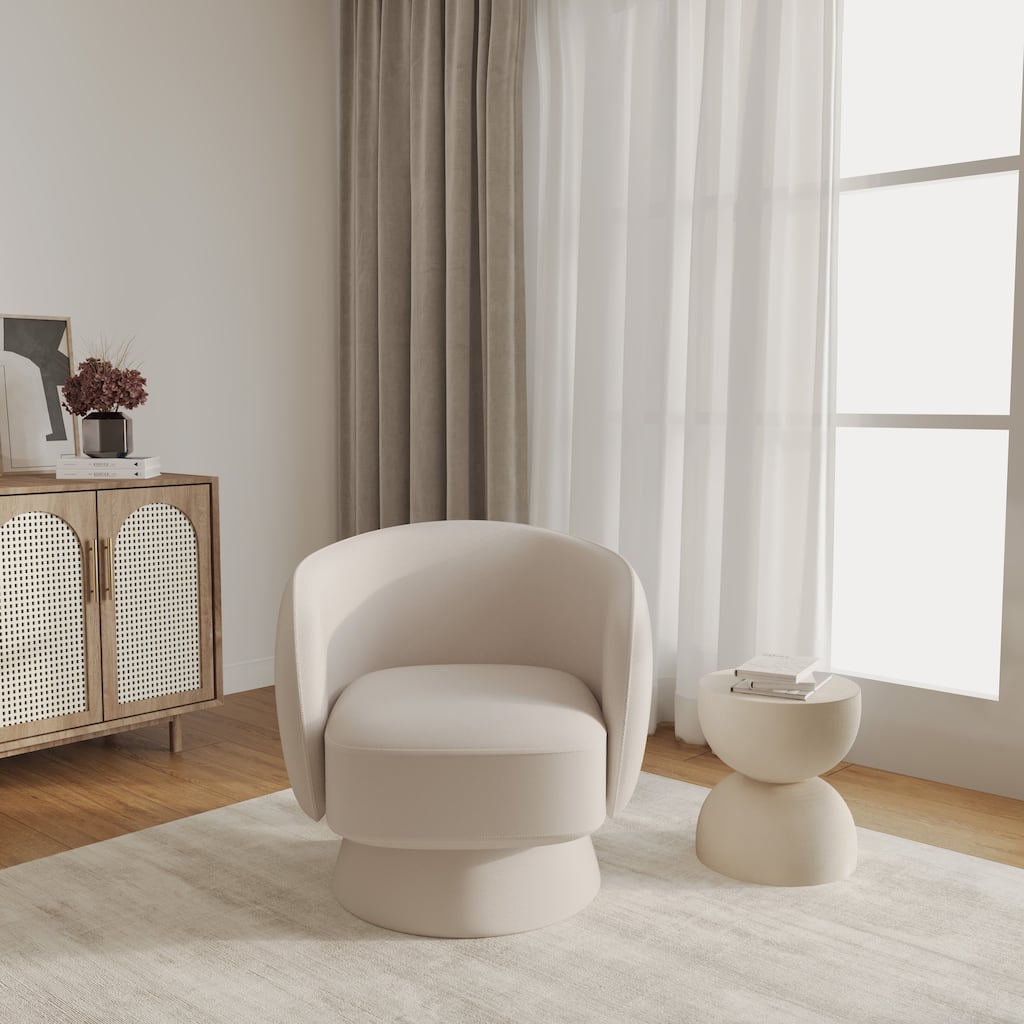 Raze 31" Swivel Accent Armchair Upholstered in Boucle/Velvet/Linen Fabric with Plush Cushioning and Solid Wood Support