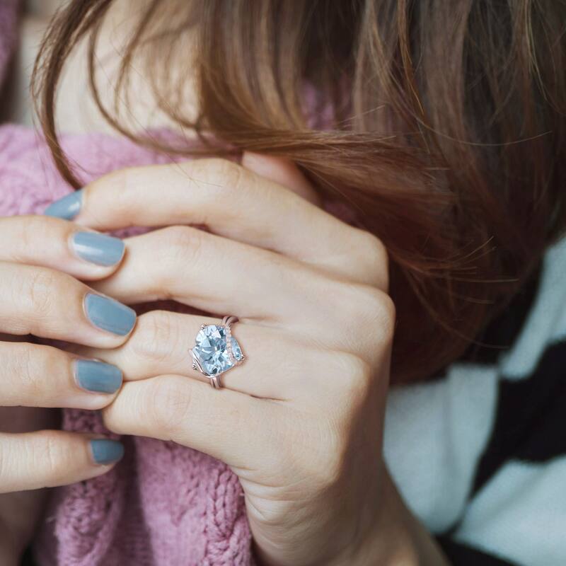 Miadora Heart-cut Sky Blue Topaz & Diamond Accent Swirl Cocktail Ring in Sterling Silver