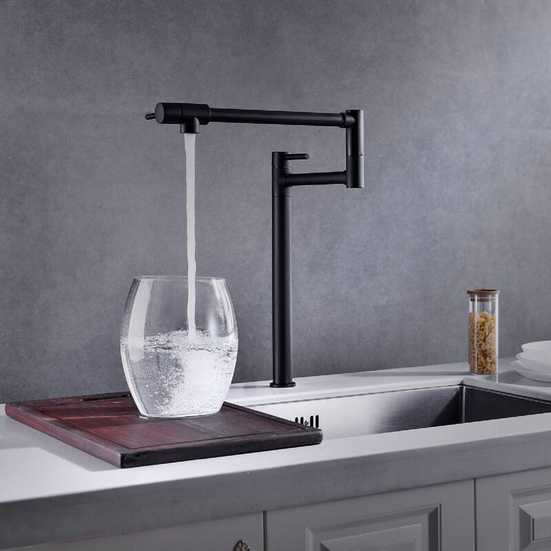 Kitchen Pot Filler Faucet Deck Mounted Double Joints Free Rotating Modern Retractable Commercial Single Hole Kitchen Faucet