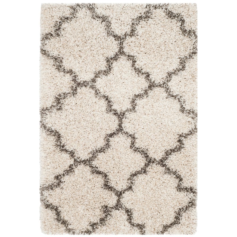 SAFAVIEH Hudson Shag Jeryl Glam Trellis 2-inch Area Rug - 2' x 3' - Ivory/Grey