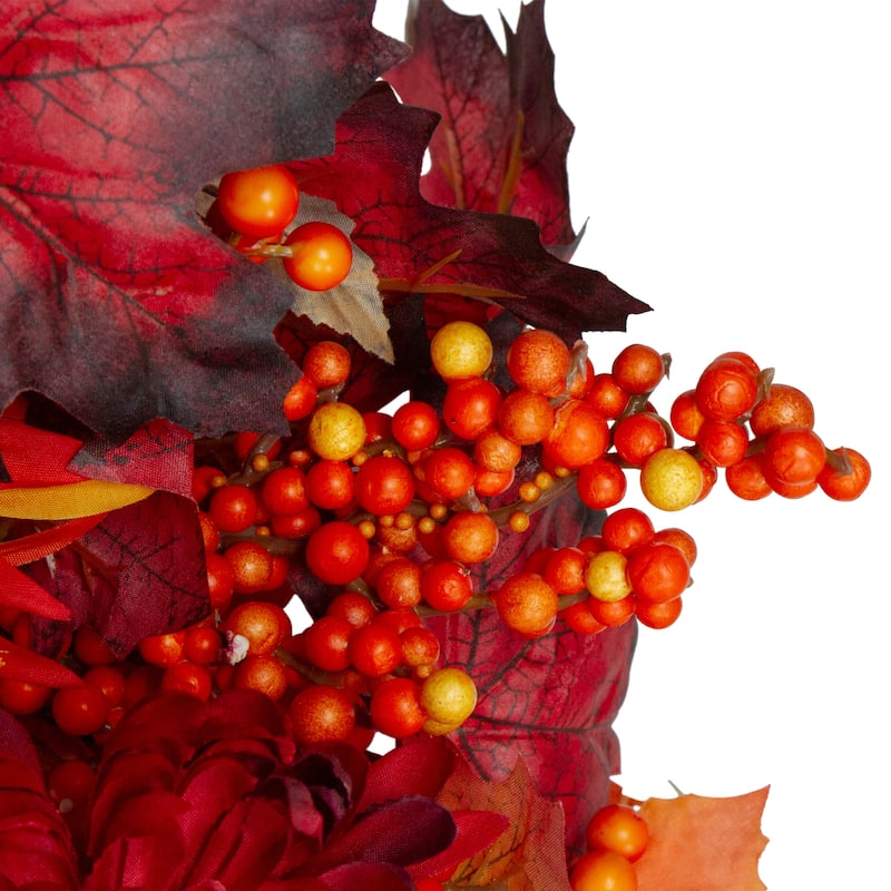 Leaves and Flowers Fall Harvest Wreath - 24-Inch, Unlit