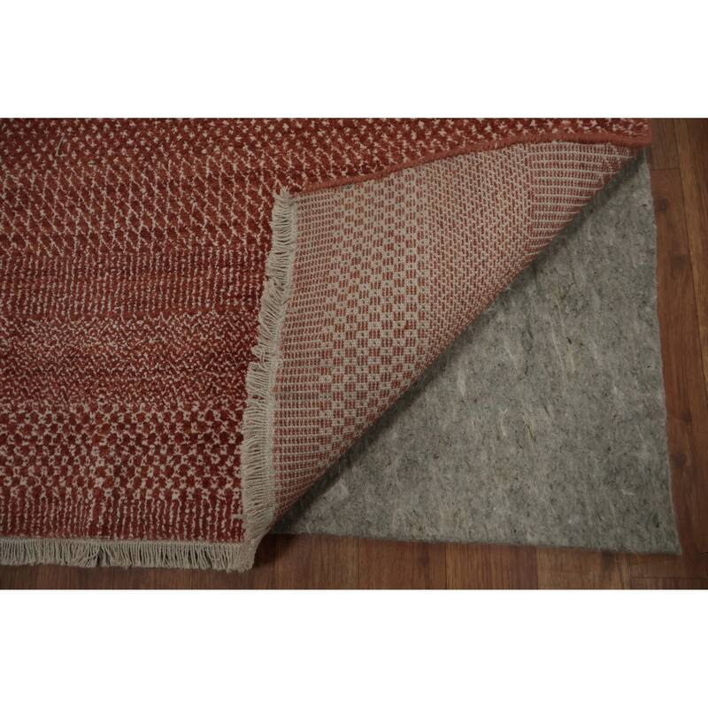 Hand Knotted Oriental 100% Wool Carpet Modern Geometric Oranges & Rust Contemporary Area Rug - 8' 1'' X 5' 0''
