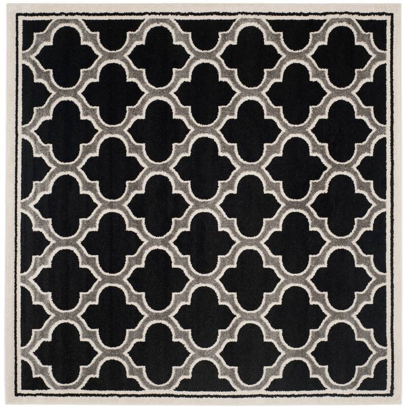 SAFAVIEH, Amherst Doraline Modern Rug - 7' Square - Anthracite/Ivory