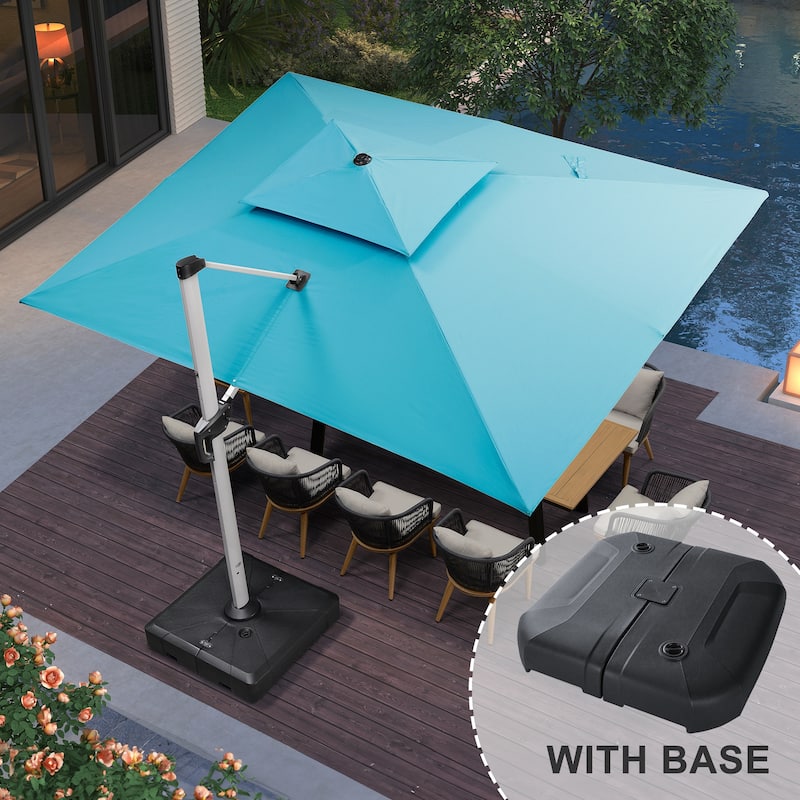 PURPLE LEAF 10 x 13ft Outdoor Rectangle Large Cantilever Umbrella with Base
