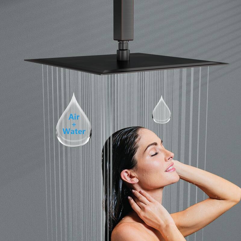 8/10/12/16 Inch Adjustable Rainfall Shower Head Wall-mounted Solid Square Ultra Thin 304 Stainless Steel