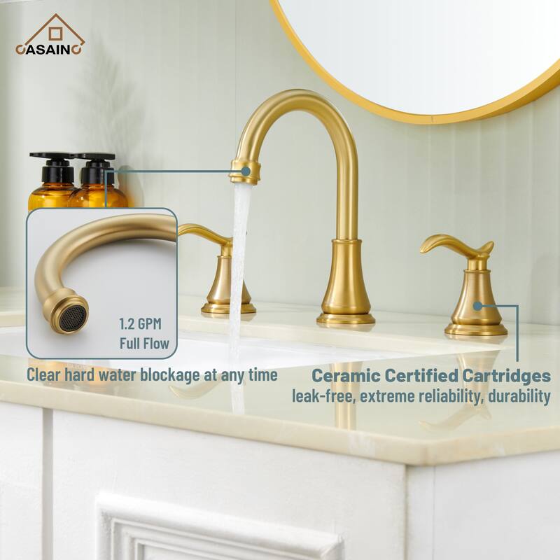 8 in. Widespread Double Handle Bathroom Faucet with Drain Kit Included