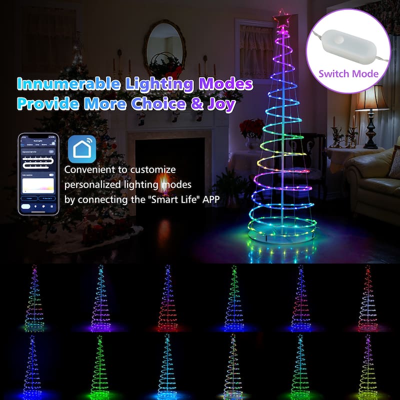 Costway 6 FT Spiral Christmas Tree with135 LED Lights 10 Lighting - See Details