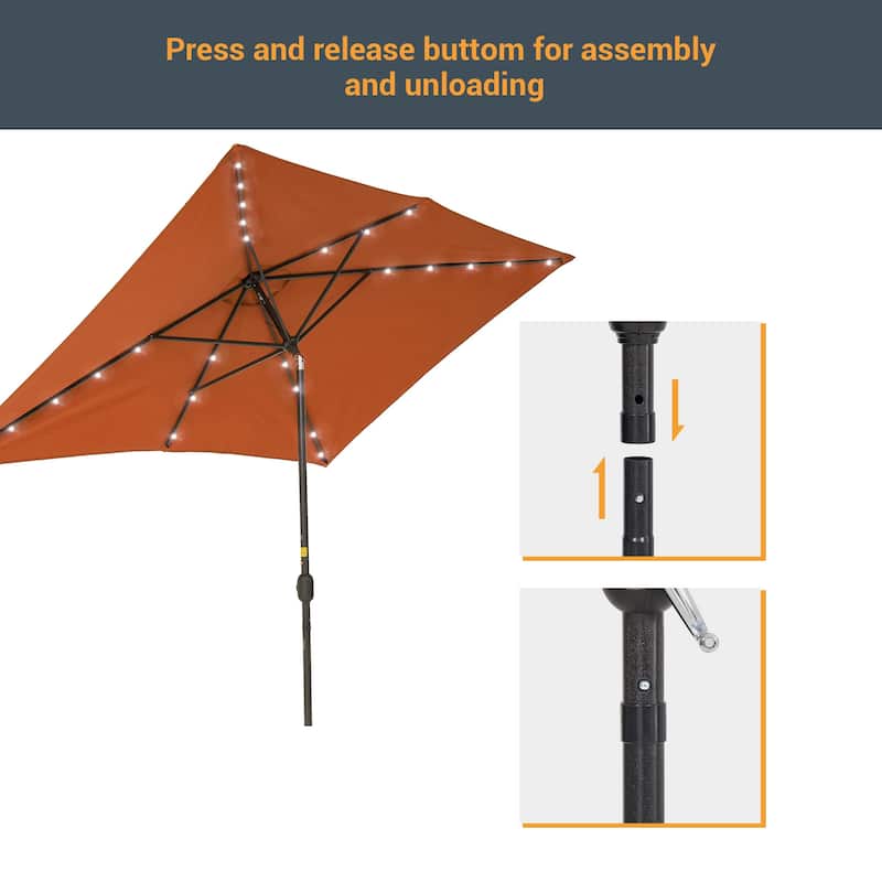 LIVOOSUN Patio LED 10 x 6.5Ft Market Umbrella Aluminum/Steel Outdoor Table Rectangle Umbrella with Tilt