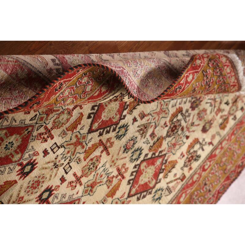 Vegetable Dye Shiraz Kashkoli Persian Antique Rug Handmade Wool Carpet - 3'4"x 4'10"