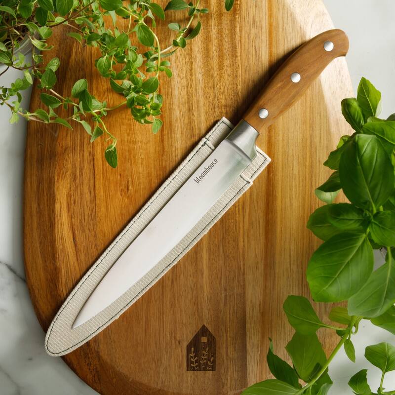 Bloomhouse 8 Inch German Steel Slicer Knife W/ Italian Olive Wood Forged Handle