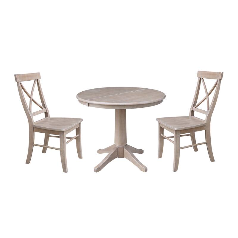 36" Round Extension Dining Table with X-Back Chairs