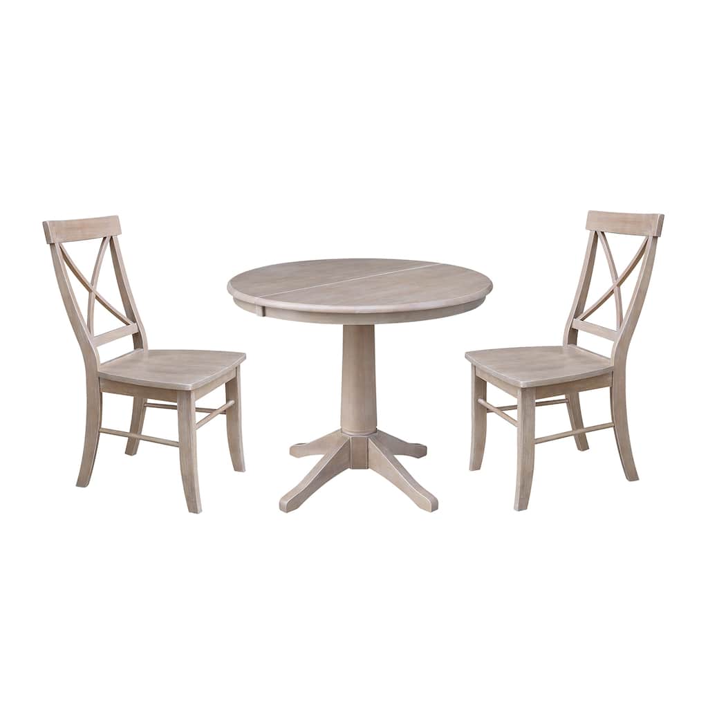 36" Round Extension Dining Table with X-Back Chairs