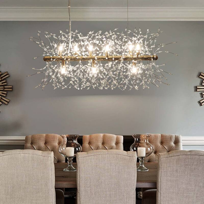 9-Light Modern Linear Firework Dandelion Crystal Chandelier