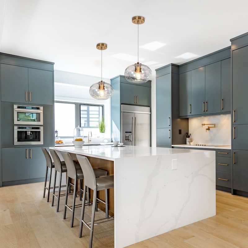 Modern Gold 1-Light Iridescent Textured Glass Pendant Light for Kitchen Island Dining Room - D8.3" x H66" Max