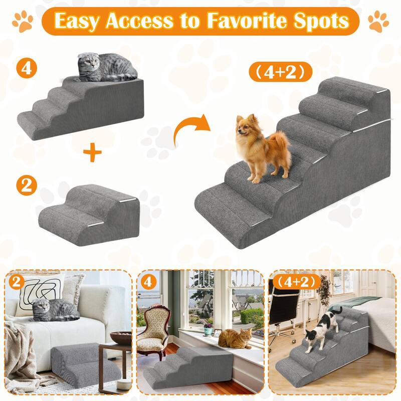 DoCred Non-Slip Convertible Pet Steps with Removable Washable Cover
