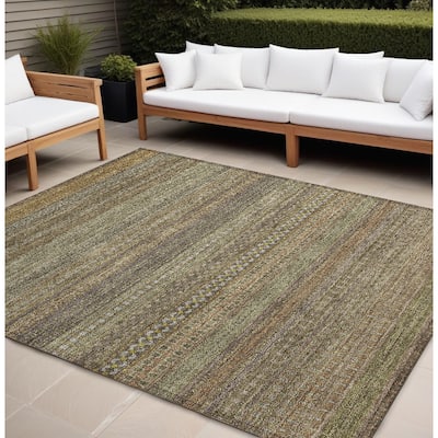 Pafi Stripe Weather Resistant Blended Style Outdoor Rug