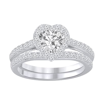 Auriya 1 1/2ctw Heart-cut Halo Diamond Engagement Ring Set 14k Gold