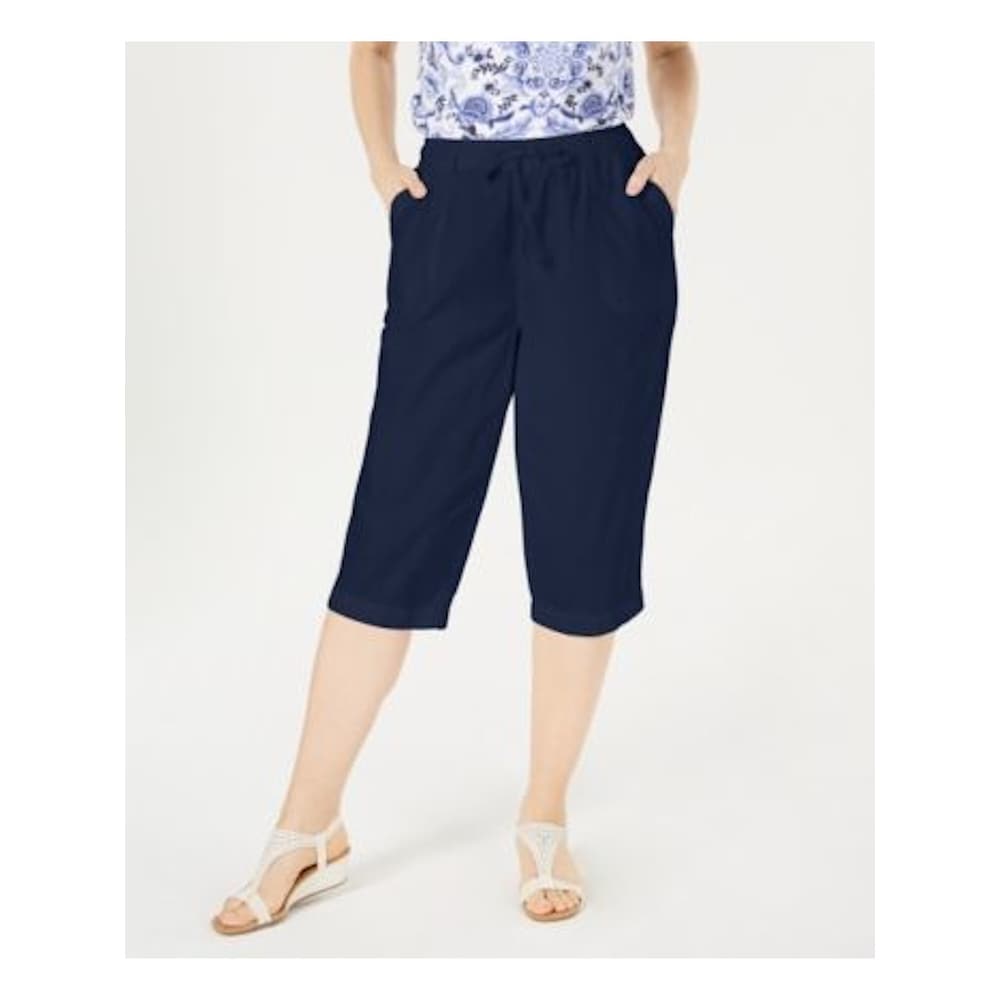 ladies navy capri pants