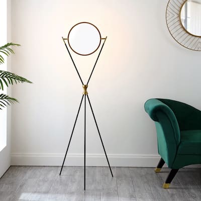 SAFAVIEH Lighting Earlene 61-inch Tripod Floor Lamp - 22 In. W x 22 In. D x 61 In. H - Black/Gold - 22Wx22Dx61H