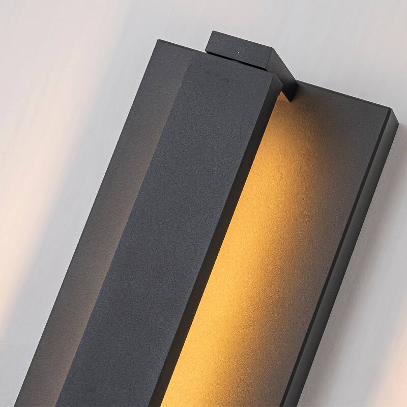 Modern Motion Sensor Outdoor Wall Light Integrated LED Wall Sconce Matte Black Iron Exterior Light Fixture for Porch(2Pack)