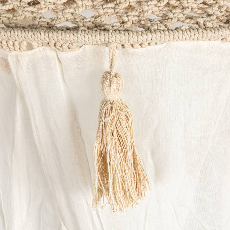 White Cotton Macramé Canopy with Tassels