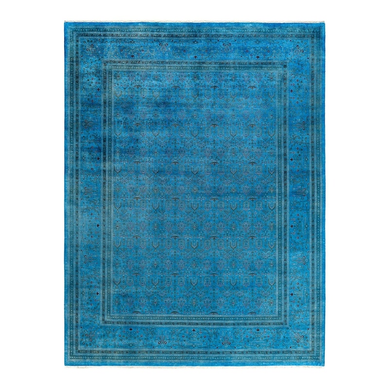 Fine Vibrance One-of-a-Kind Hand-Knotted Area Rug - Blue, 9' 0" x 11' 7" - 9' 0" x 11' 7"