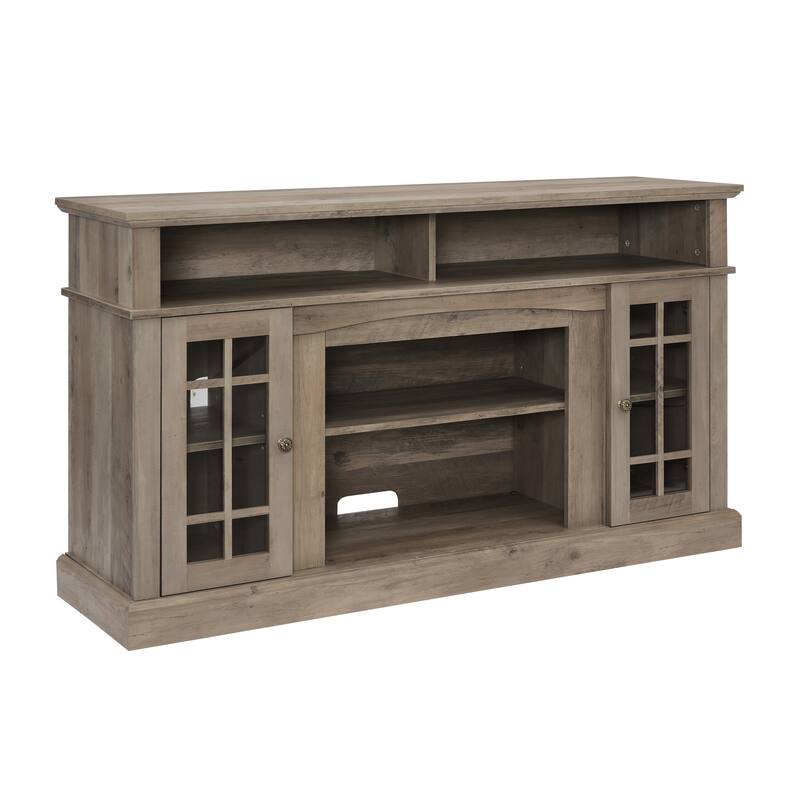 Modern Classic TV Stand, for TVs Up to 65'' with Adjustable Shelves and Open Shelving, for Living Rooms, Gray Wash
