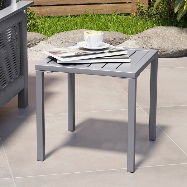 Outdoor Aluminum End Table Square Patio Side Table - 15.7