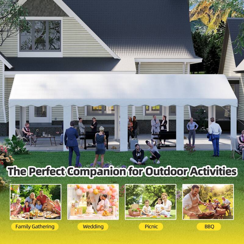 Durable Party Tent Gazebo for Events, Weddings, and BBQs - Includes Removable Sidewalls with Windows & Storage Bags, White