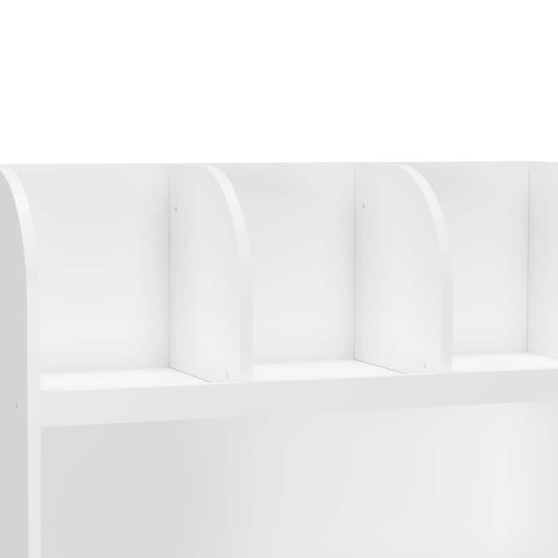 Anmytek 2-Tier Open Shelf Toy Storage Organizer with 3 Cubbies, White Kids Bookshelf for Bedroom Playroom Nursery