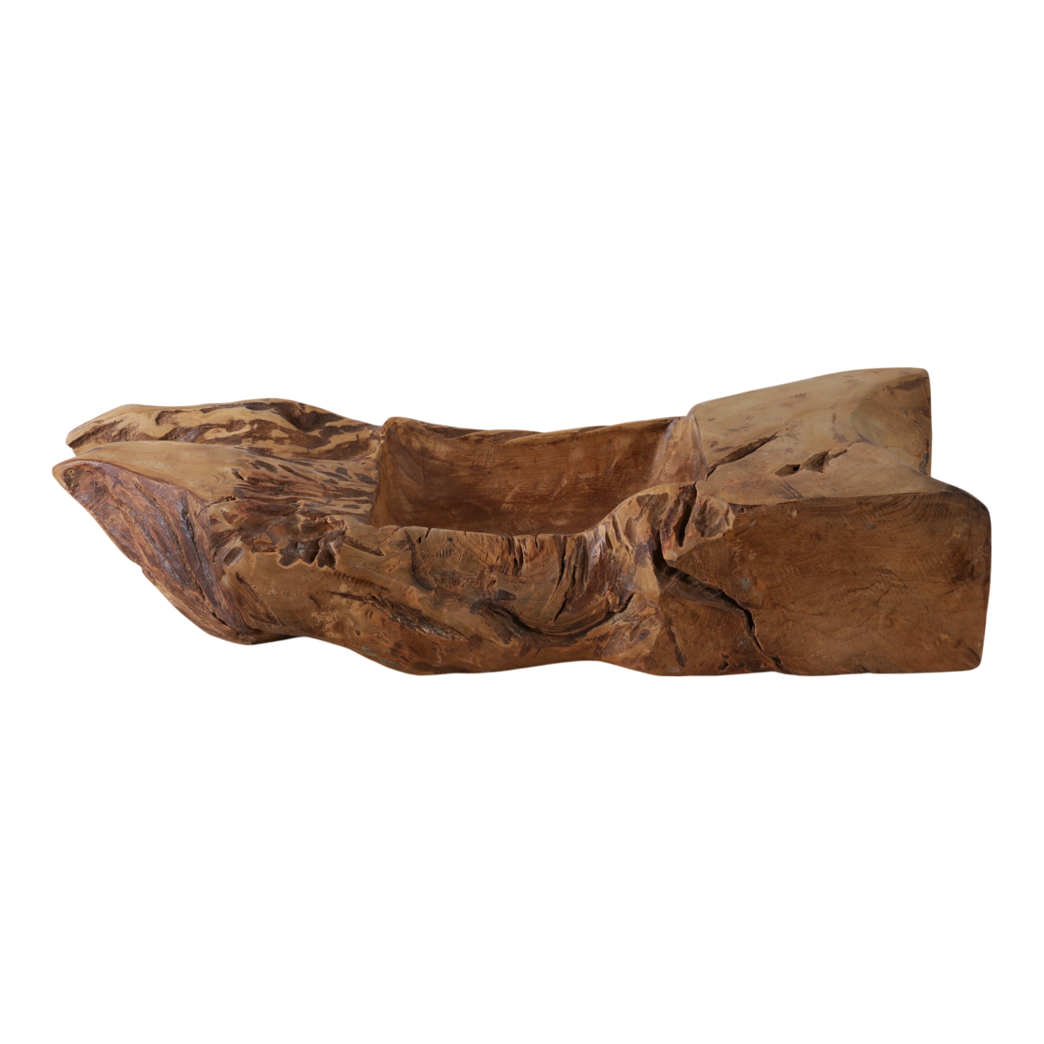 Teakwood Decorative Bowl Rustic Design Casual Home Decor - 5" Brown - 30" x 11" x 5"