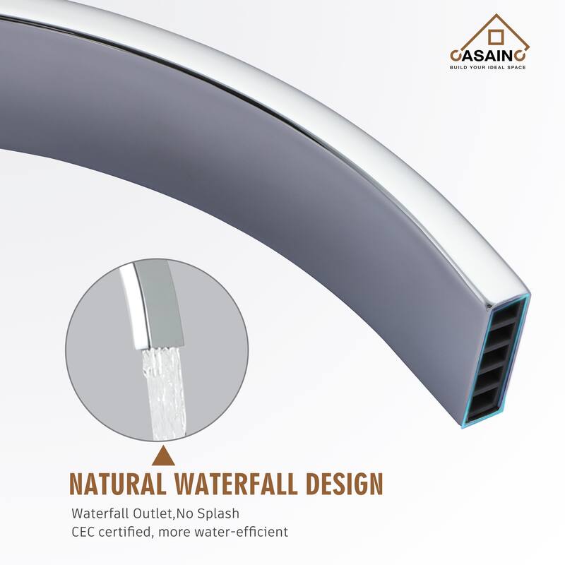 CASAINC Single-Handle Floor-Mounted Bathtub Faucet High Flow Bathroom Tub Filler with Hand Shower