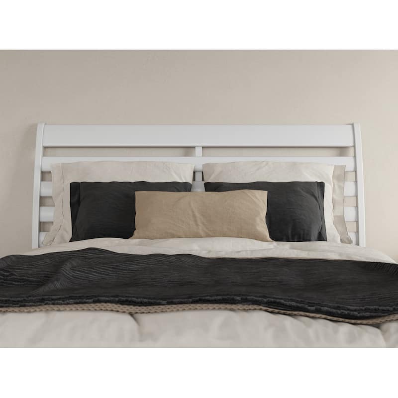Solid Wood Low Profile Platform Bed - Modern Style Bed Frame, White Finish