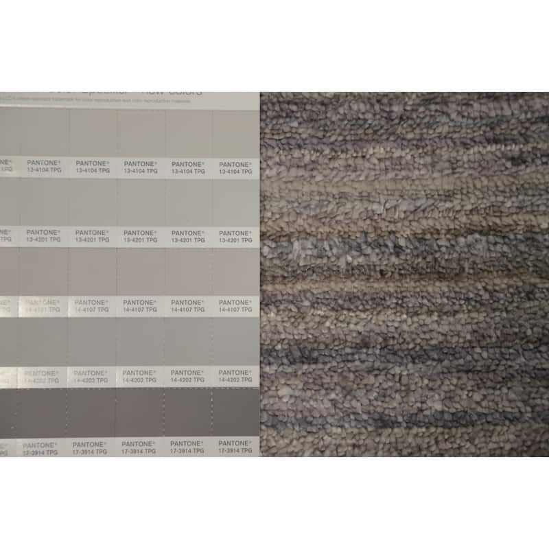 Hand Knotted Oriental Viscose Silk Carpet Tribal Animal Pictorial Greys & Charcoal Gabbeh Area Rug - 11' 8'' X 8' 6''