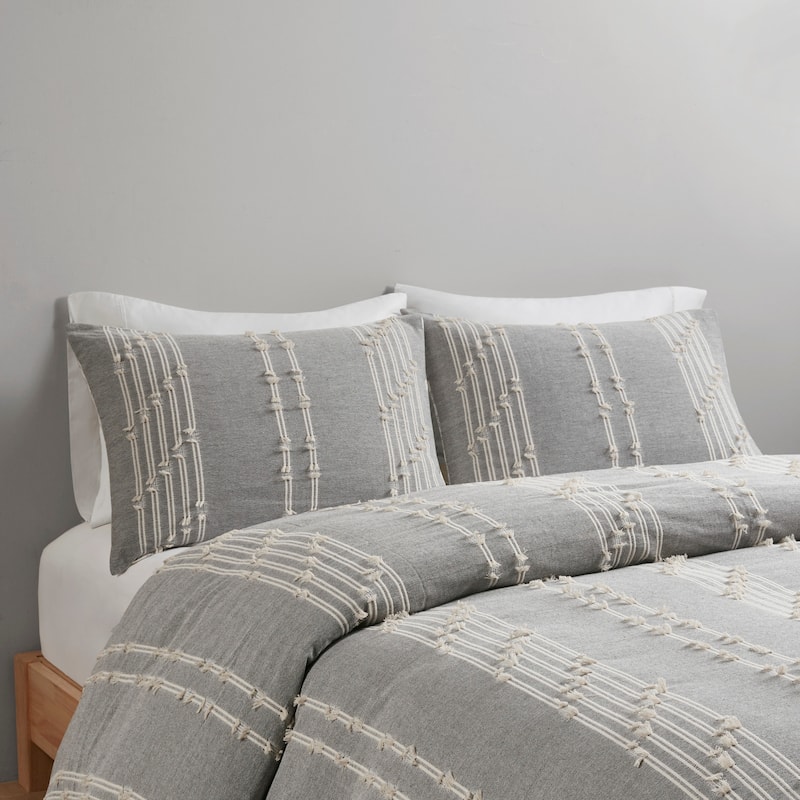 INK+IVY Kara 3 Piece Cotton Jacquard Duvet Cover Set (Insert excluded)