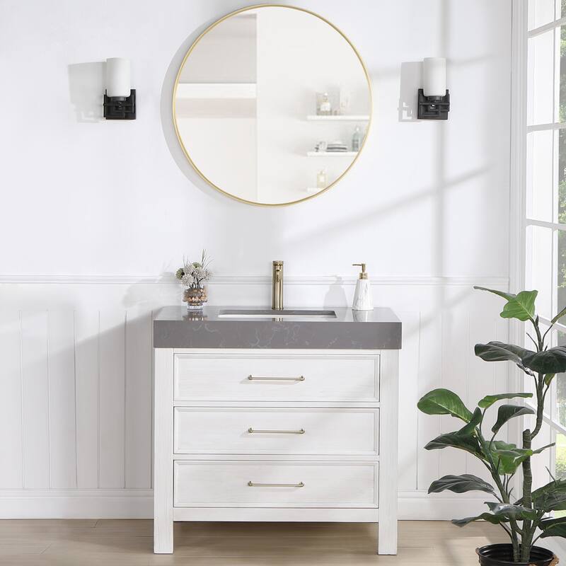 Leon 36 in. Single Bathroom Vanity with Composite Stone Top