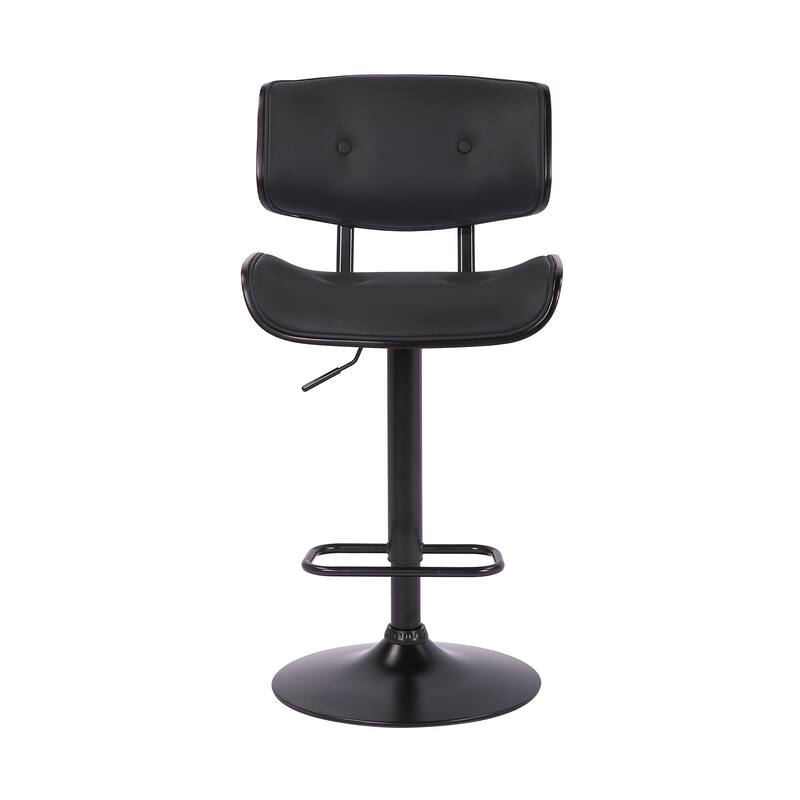 Black Fabric Adjustable Swivel Bar Chair with Low Back and Footrest - 22” D x 20” W x 46” H