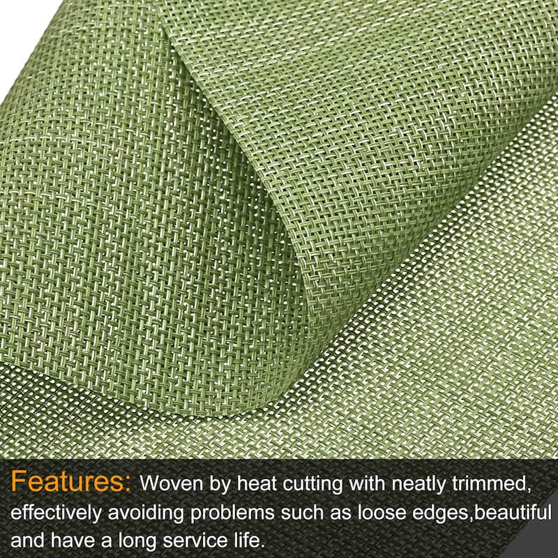 Place Mats, 450x300mm Table Mats Set of 4 PVC Washable Woven Placemat - Grass Green