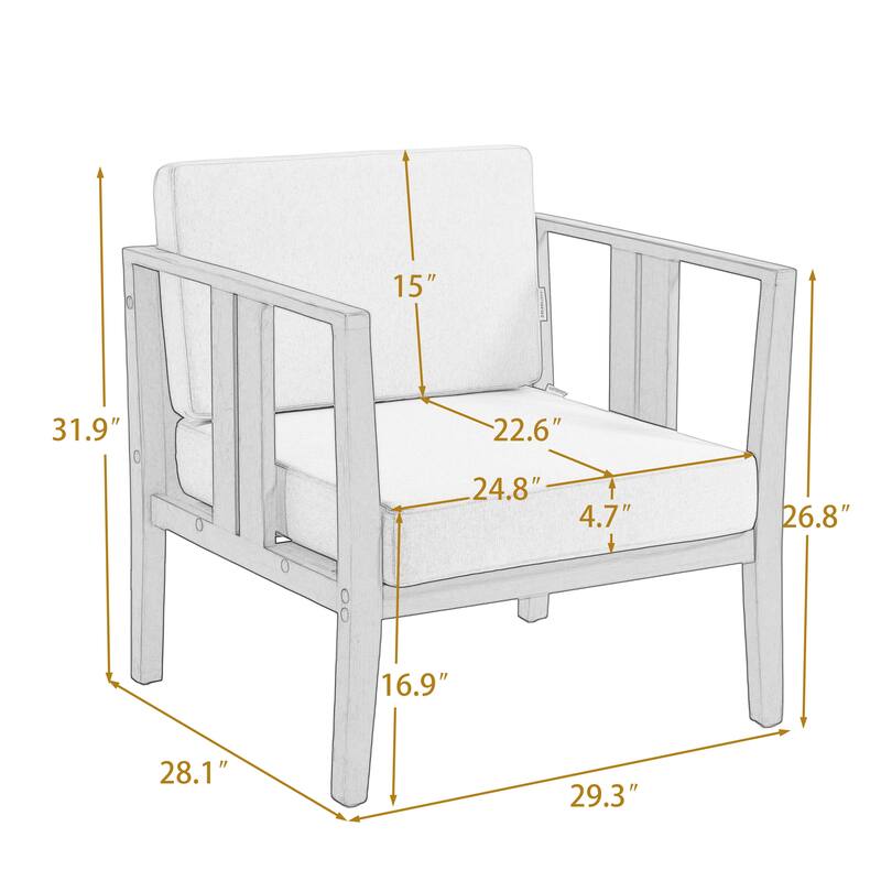 Outdoor Teak Solid Wood Patio Furniture Set Loveseat Armchair Table Collection