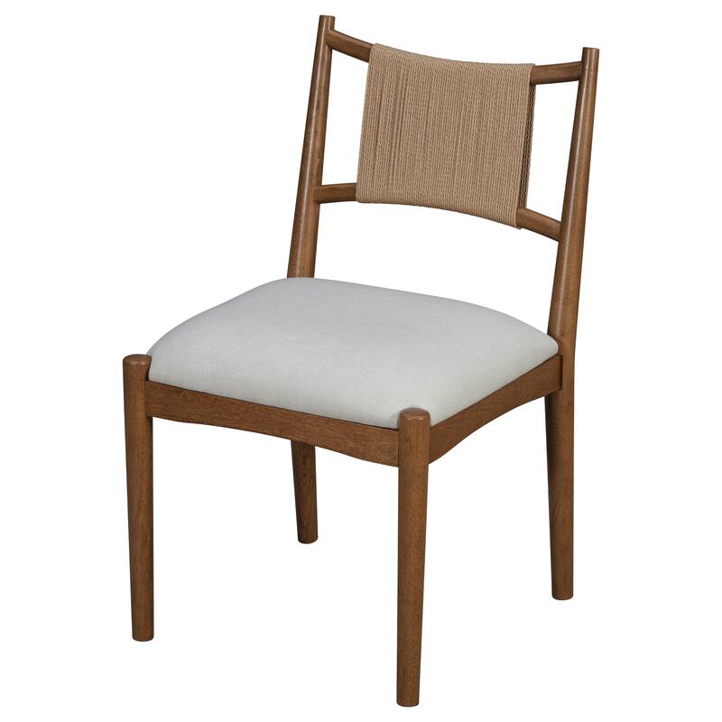 Christopher Knight Home - Mid-Century Set of 2 Upholstered Dining Chair with Woven Paper Rope Back