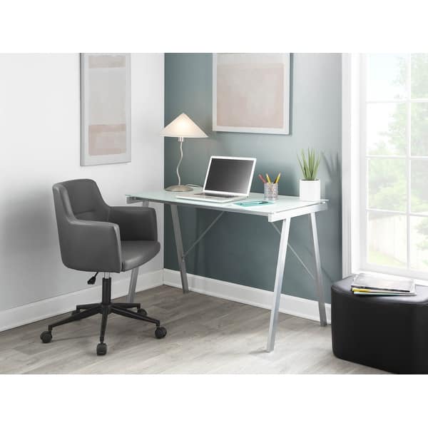 slide 2 of 5, White Exponent Office Desk/Drafting Table