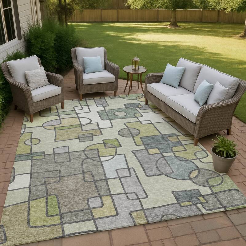 Machine Washable Indoor/ Outdoor Contemporary Prenner Chantille Rug - Fern - 3' x 5'