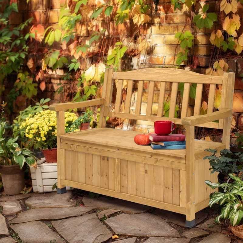 40gal Wood Outdoor Storage Bench