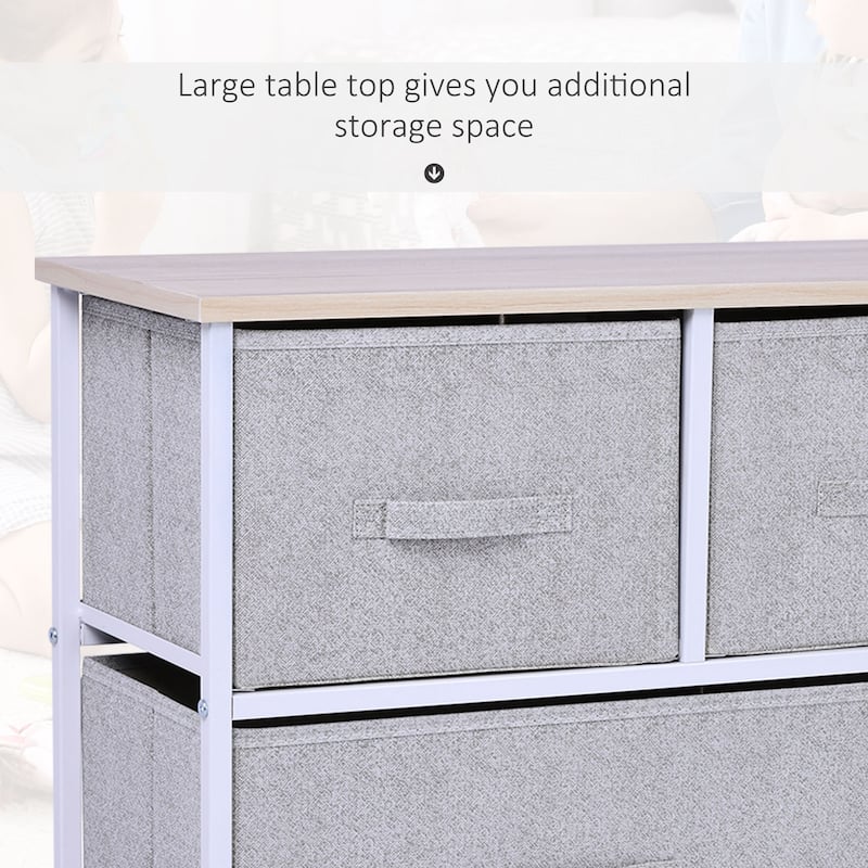 5-Drawer Horizontal Dresser with Fabric Bins