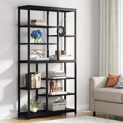79 inches Tall Bookshelf Bookcase, Modern 8-Tier Staggered Bookcase