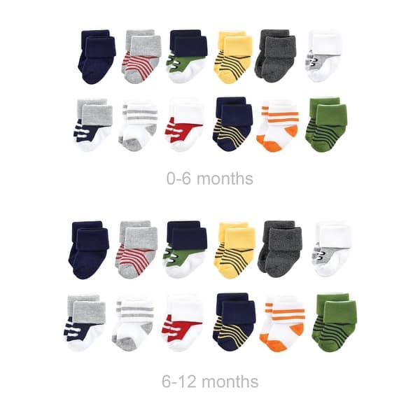 slide 1 of 1, Luvable Friends Infant Boy Grow with Me Cotton Terry Socks, Athletic, 0-6 and 6-12 Months - Athletic 24-Pack 0-6 and 6-12 Months - Athletic 24-Pack