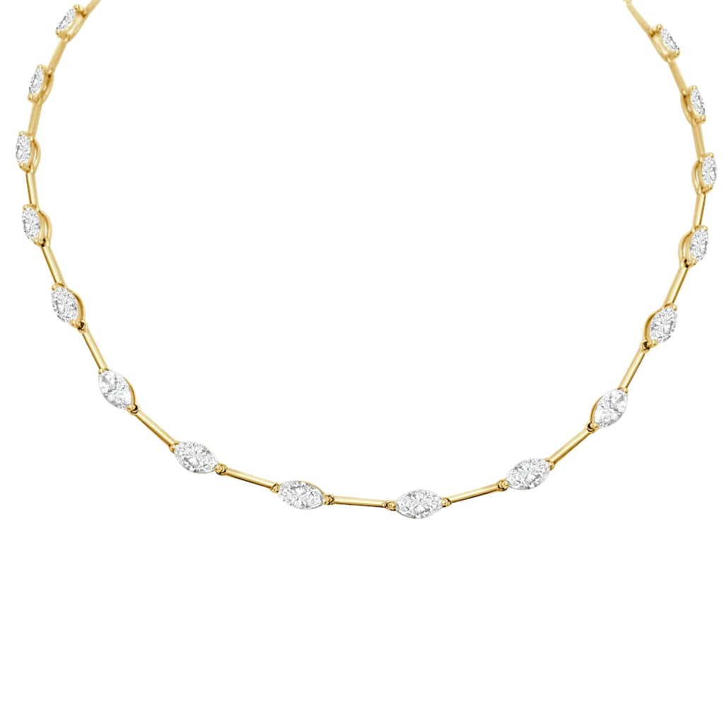 Auriya 14k Gold Lab Grown Marquise Diamond Station Necklace 8.66 ct. tw. (F-G, VS)