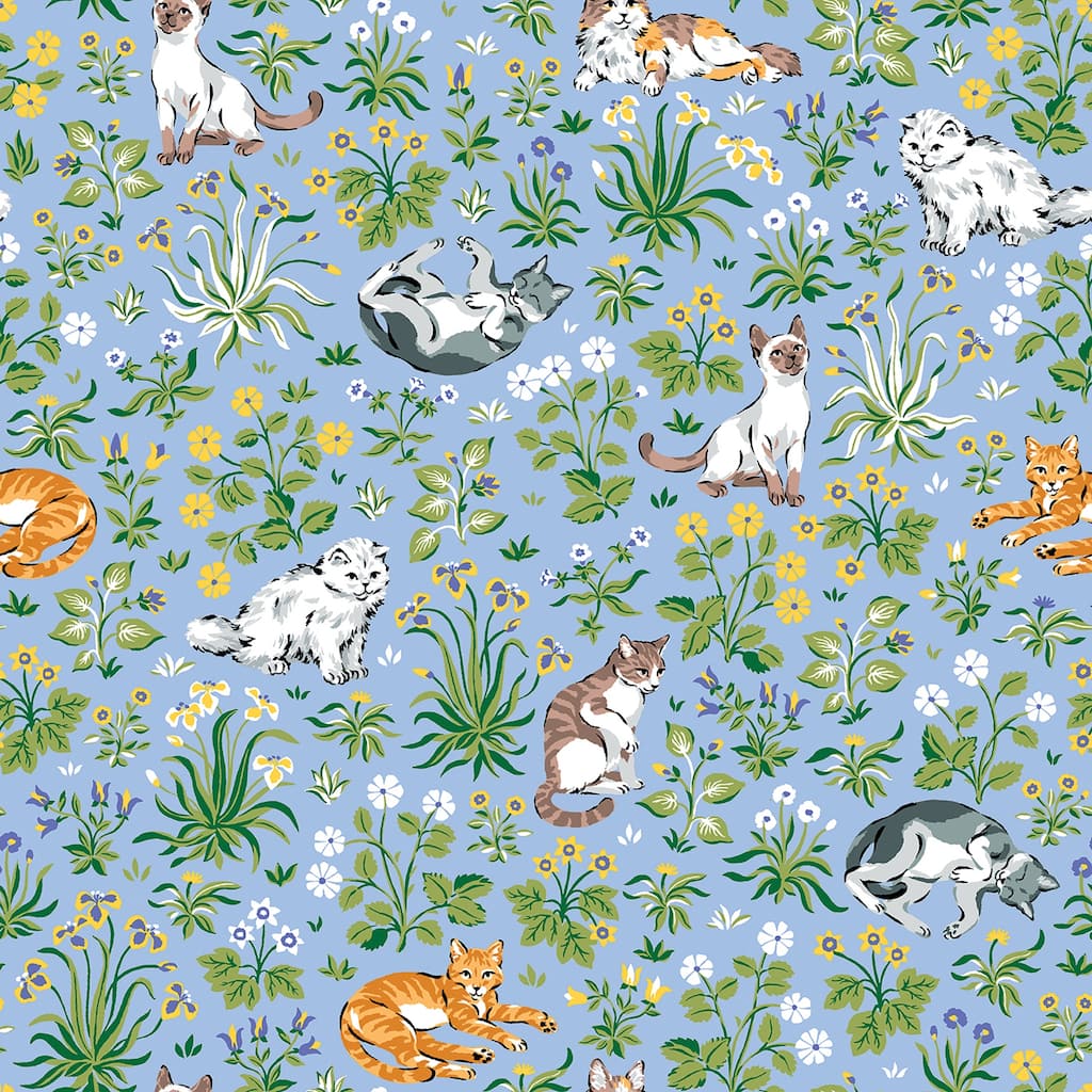 Must Love Cats Blue Peel and Stick Wallpaper