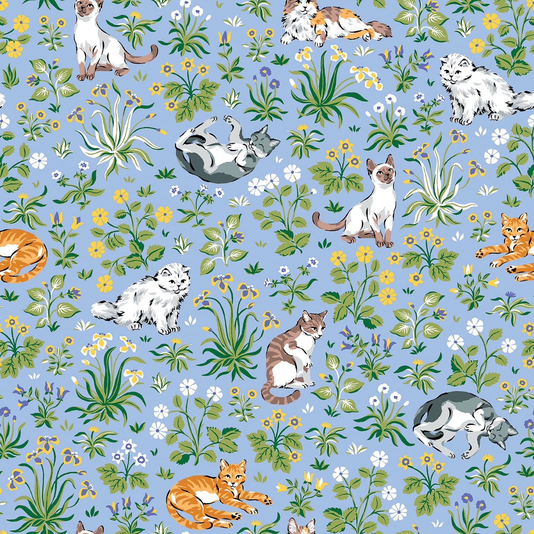 Must Love Cats Blue Peel and Stick Wallpaper