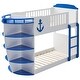 preview thumbnail 10 of 8, Elegant Twin Over Twin Loft Bed with Boat Design, Built-In Ladder, Anchor & Sailing Elements and Integrated Storage Shelves